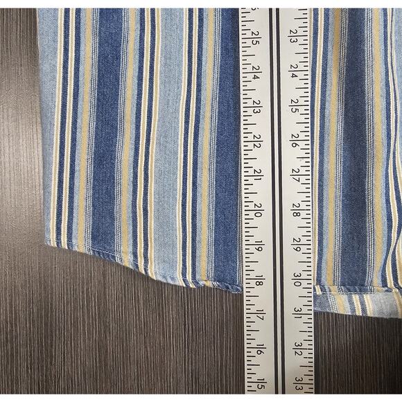 Basic Editions Big Man Mens Short Sleeve Button Down Shirt 2X Blue Stripe Y2K - Picture 5 of 6